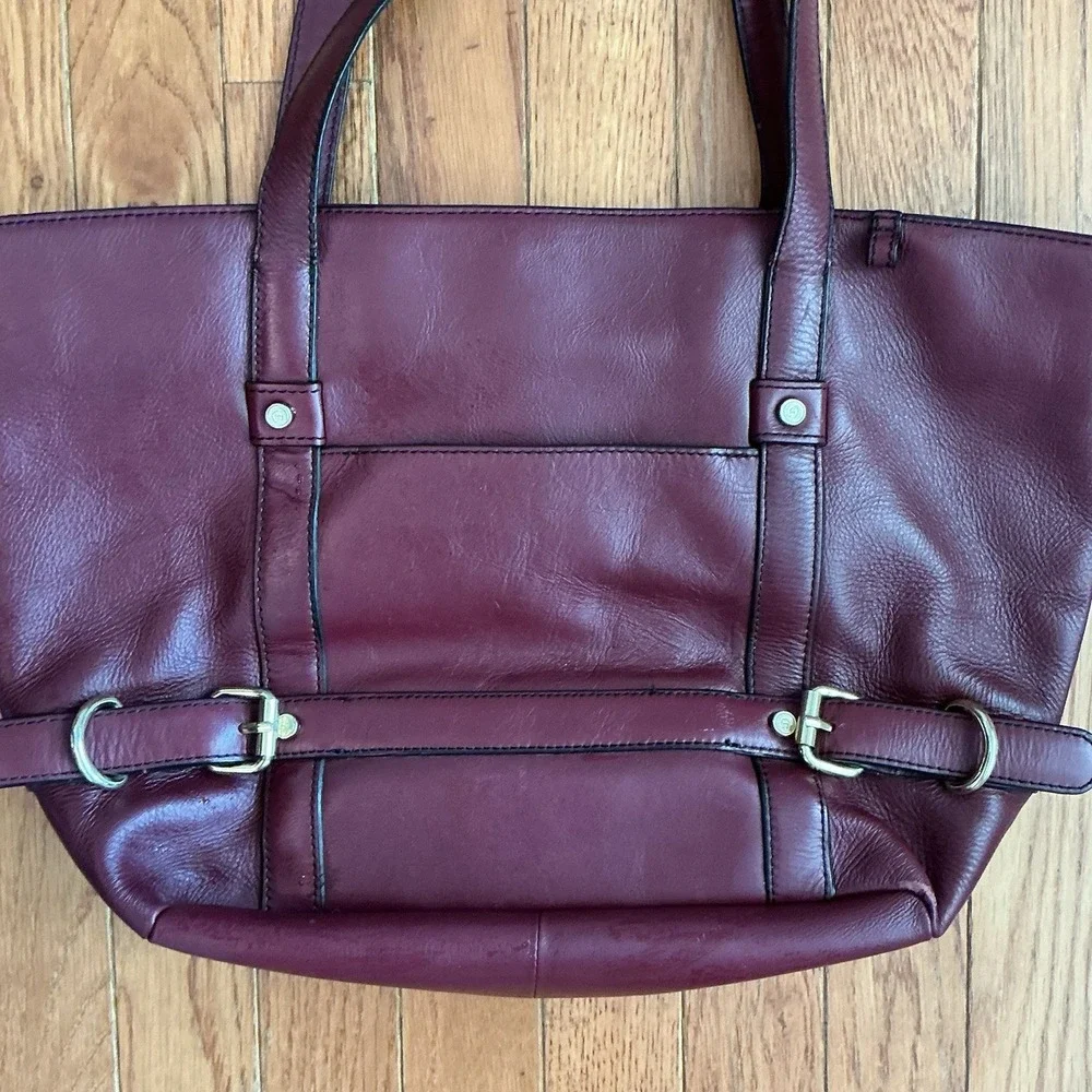 Etienne Aigner Burgundy Leather Tote Shoulder Bag Double Handle Retro Y2K Style